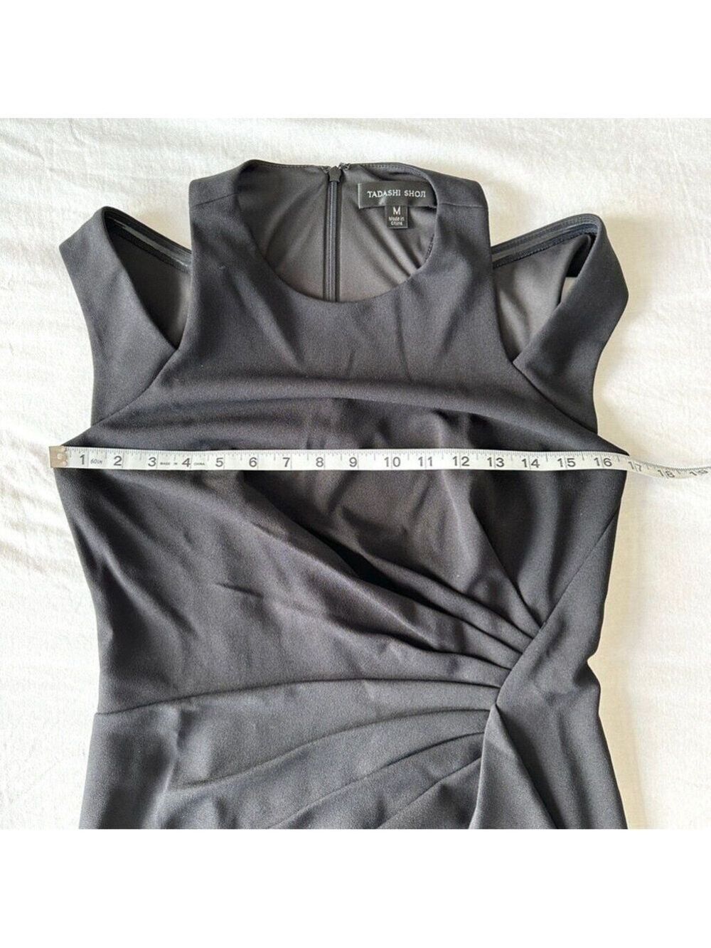 Tadashi Shoji Shoulder Cut-Out Black Dress Crepe Women's Size Medium - Picture 8 of 14